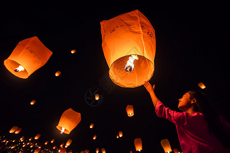 传统节日的孔明灯背景图片