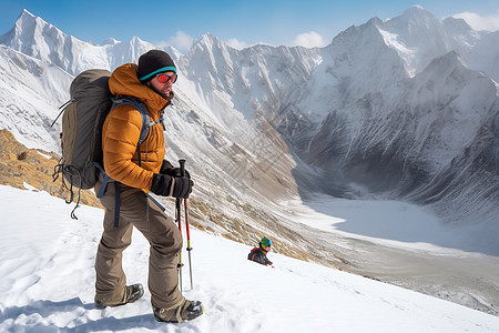 敢于冒险的登山者高清图片