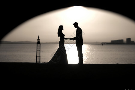 婚礼剪影黑色唯美高清图片