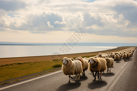 青海湖的山羊图片
