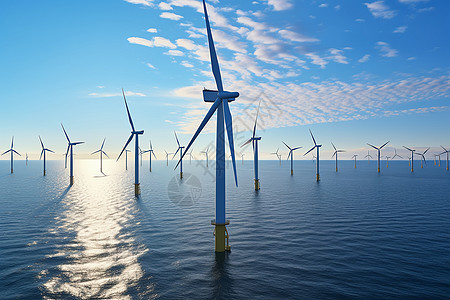 壮观的海上风力涡轮机图片