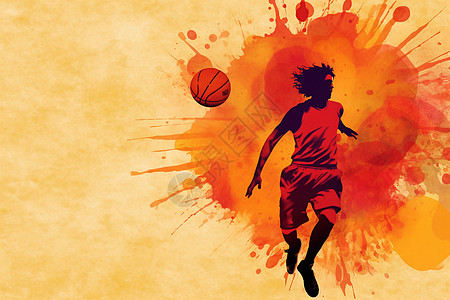 抽象打篮球的男孩插图图片