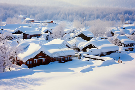 风景唯美美丽的雪乡风景背景