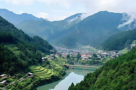 峡谷河流风景农村自然风景背景