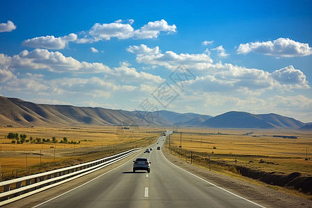 沙漠天空阳光明媚的公路背景