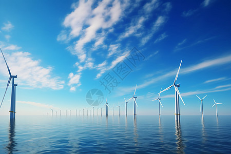 海上风电场的涡轮机图片