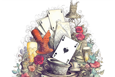 魔法扑克牌插图背景图片