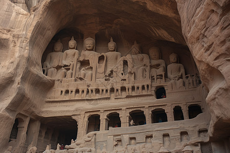 石窟宝塔寺庙建筑群背景