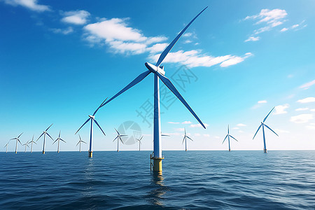 可再生能源的海上风力涡轮机图片