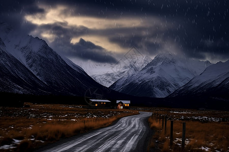 星空雪山风景图片