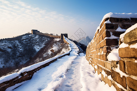 冬季石墙古迹风景背景图片