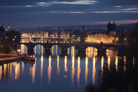 多瑙河的夜晚景色图片