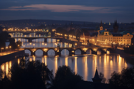历史多瑙河的夜景图片