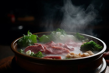 牛肉蔬菜搭配火锅图片