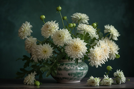 瓷器花瓶里的菊花背景图片