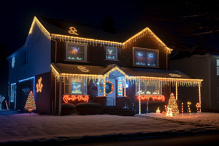 圣诞节建筑彩灯背景图片