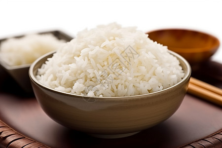 瓷碗中的大米饭图片