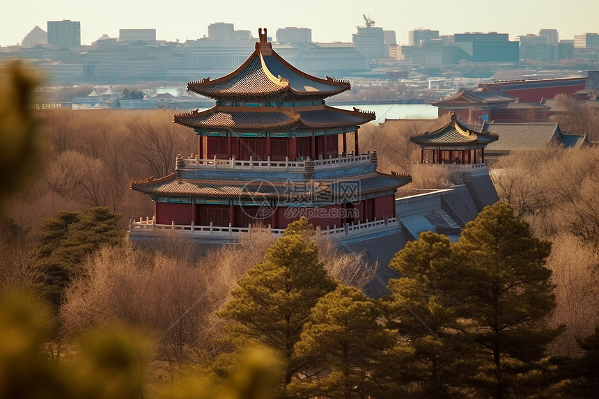 晴天下的古建筑图片