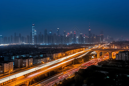 繁华的城市中心夜景图片