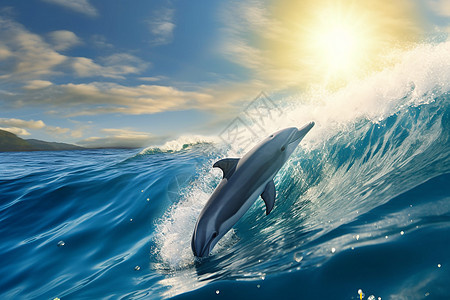 大海中的一只海豚图片