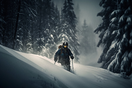 大山中的滑雪者图片