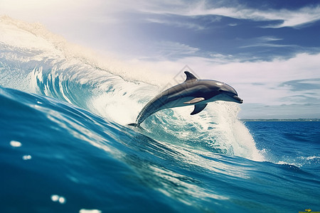 海豚在大海中跳跃图片
