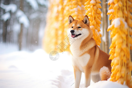 雪地里的狗图片