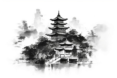 中式古典宝塔建筑图片