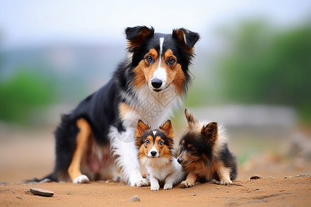 狗的高清素材狗妈妈和孩子背景