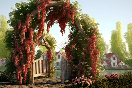 浪漫的鲜花拱门图片