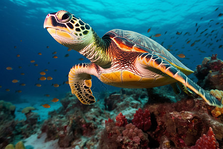 海洋中海龟的特写镜头图片