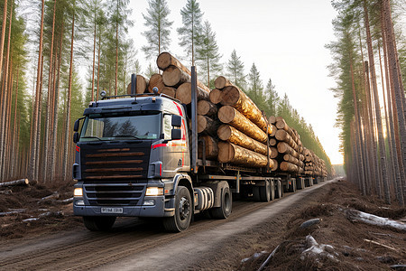 货车运输木头背景图片