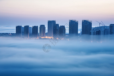 城市白色的晨雾图片