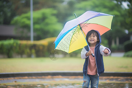 彩虹雨伞撑彩虹伞的孩子背景