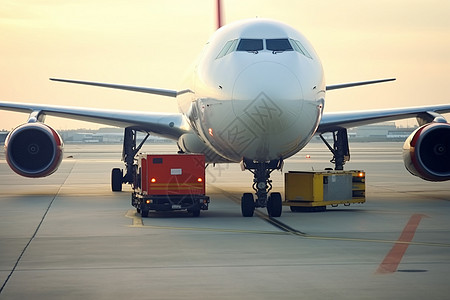 商用飞机货物运输飞机的特写镜头背景