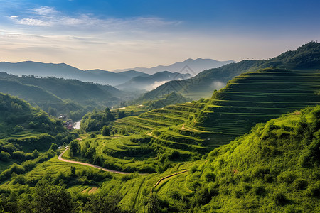 层层蜿蜒的梯田图片