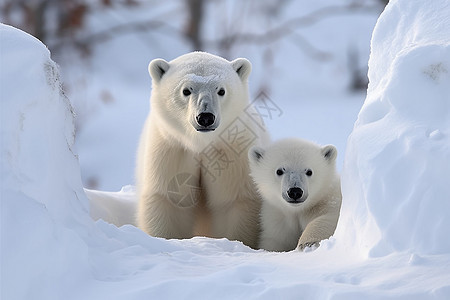 北极雪地上的北极熊图片