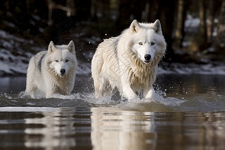 白色的北极狼图片
