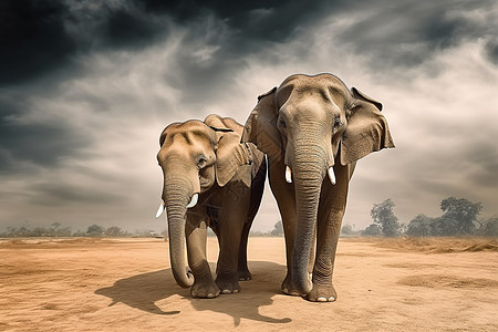 沙漠里的大象图片