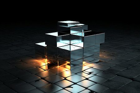 发光的立方体图片