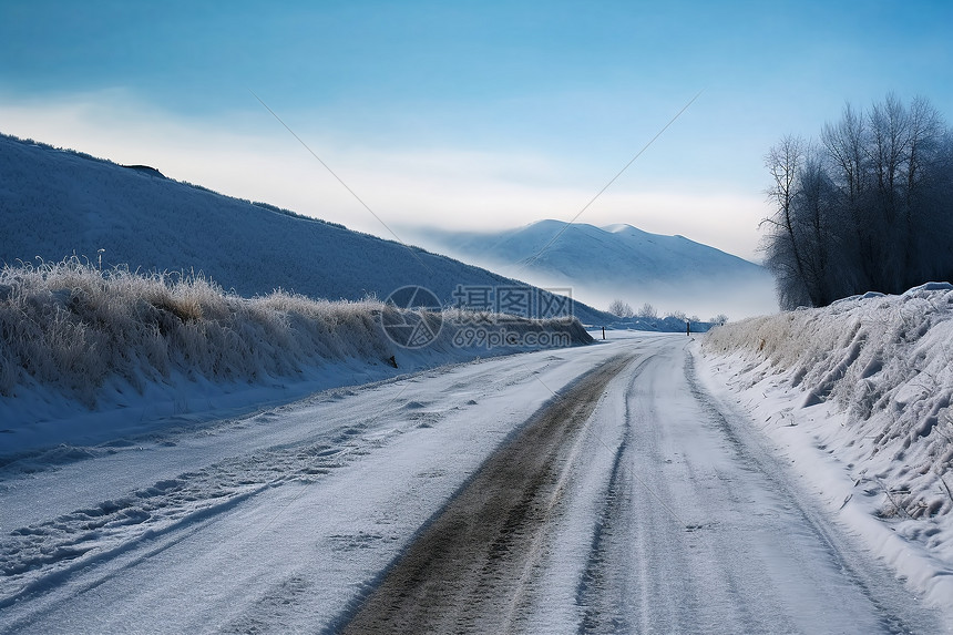 冬季积雪的公路图片