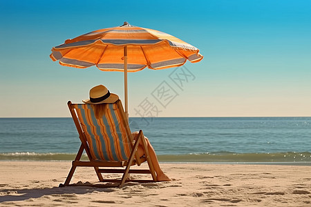 一个躺在沙滩椅上的游人图片