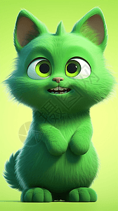 一只绿色猫咪背景图片