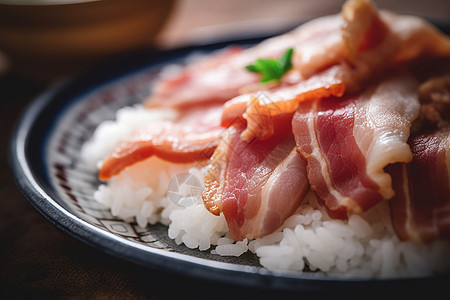 脆皮鸡饭烹饪的培根饭背景