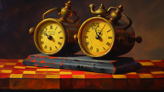 时间插画印有罗马数字的时钟背景