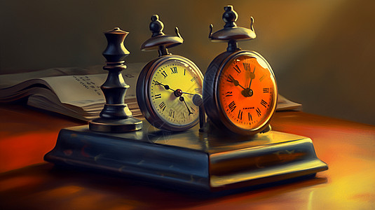 时间插画国际象棋时钟背景