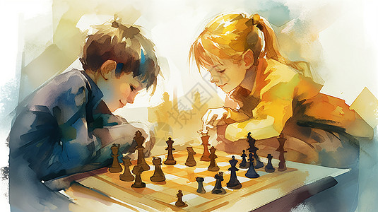 玩象棋的孩子们图片