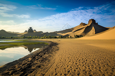 沙漠上的水源图片