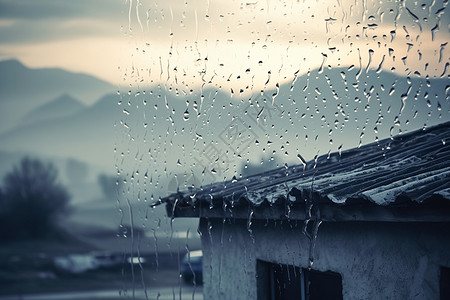 雨雾天下雨天的屋子背景