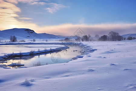 冬季草原雪景图片